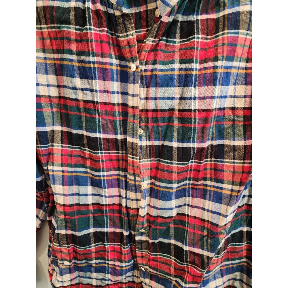 LL BEAN Signature Womens XS Red Lightweight FLANNEL SHIRT RelaxedFit PLAIDCotton - Picture 3 of 6